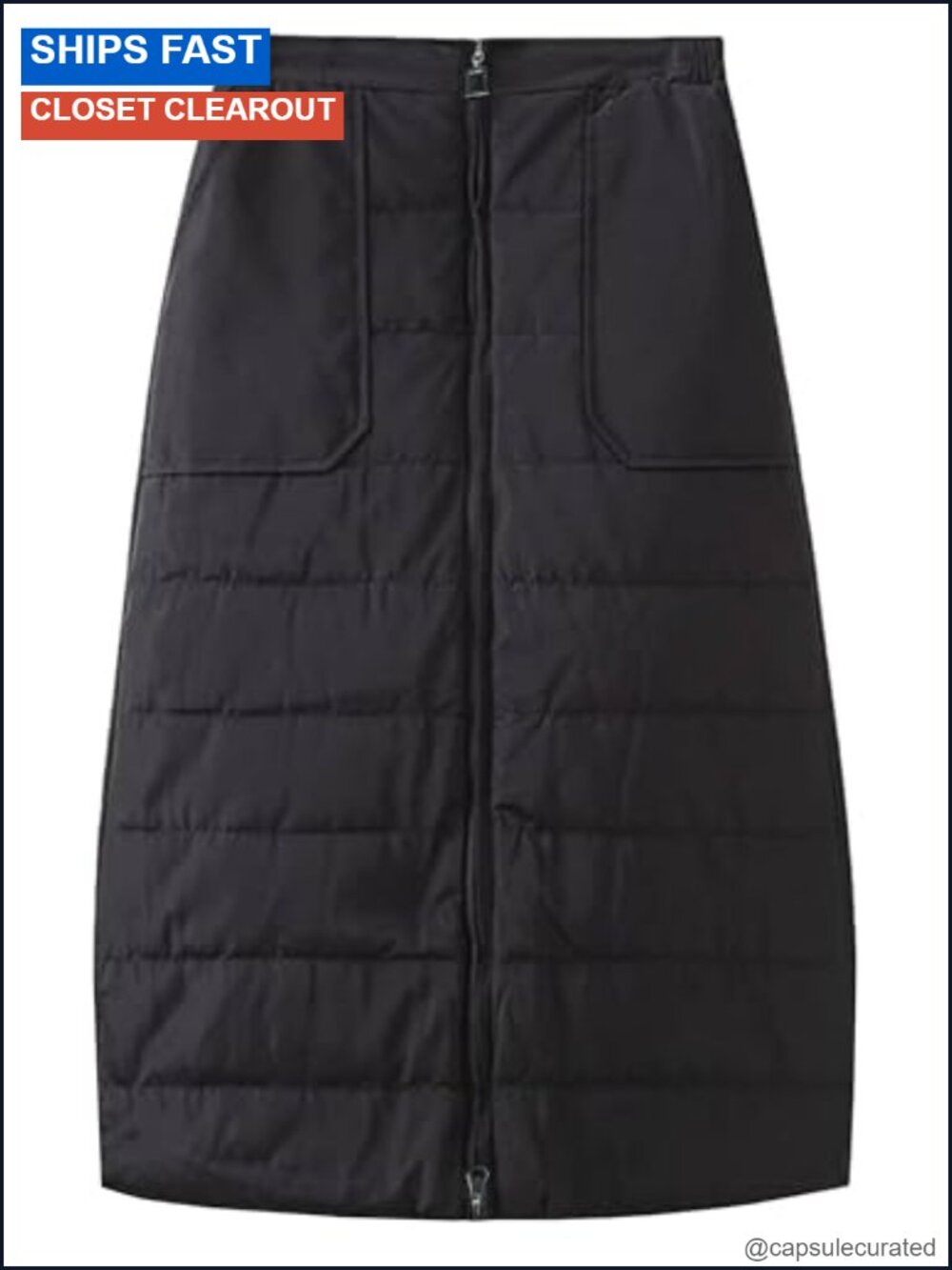 Quilted Puffer Midi Skirt 100% Nylon Insulated A-Line Winter Warm